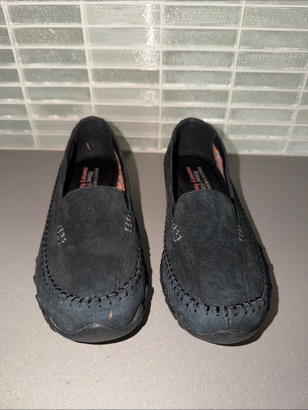 Black Suede Slip-On Moccasin Loafers